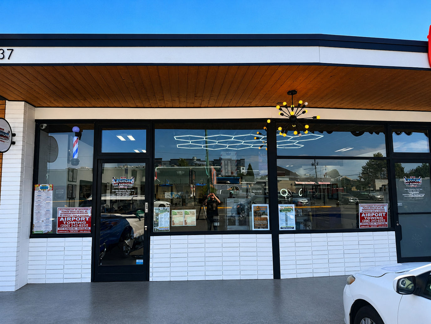 The Legion of Barbers Academy storefront exterior in Burien, WA